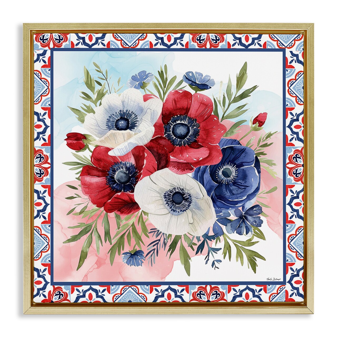 Stupell Industries Americana Poppy Bouquet Floating Frame, design by Nicole DeCamp